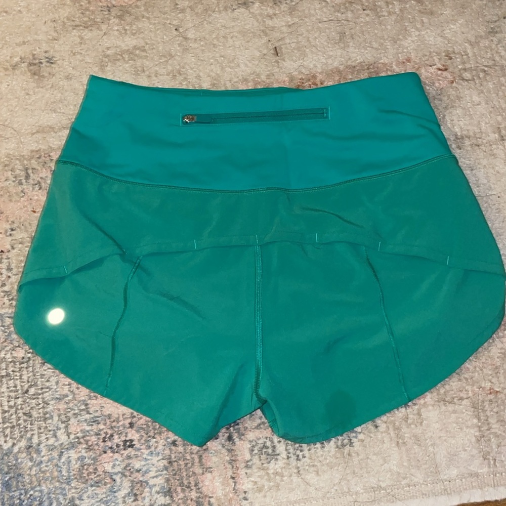 lululemon athletica Teal Green Layered Running Shorts - Picture 2 of 4